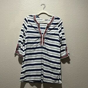 Mud Pie Navy and White Striped Swim Coverup